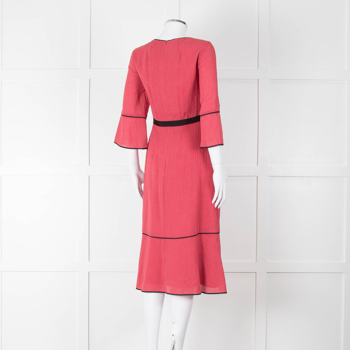 Cefinn Salmon Pink Black Trim Midi Dress