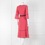 Cefinn Salmon Pink Black Trim Midi Dress