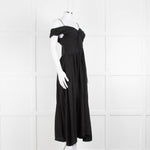 Vince Black Linen Blend Sleeveless Tiered Long Dress