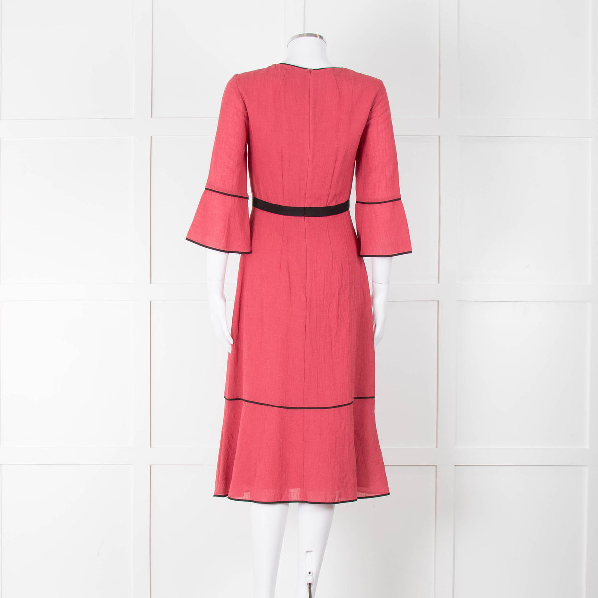 Cefinn Salmon Pink Black Trim Midi Dress