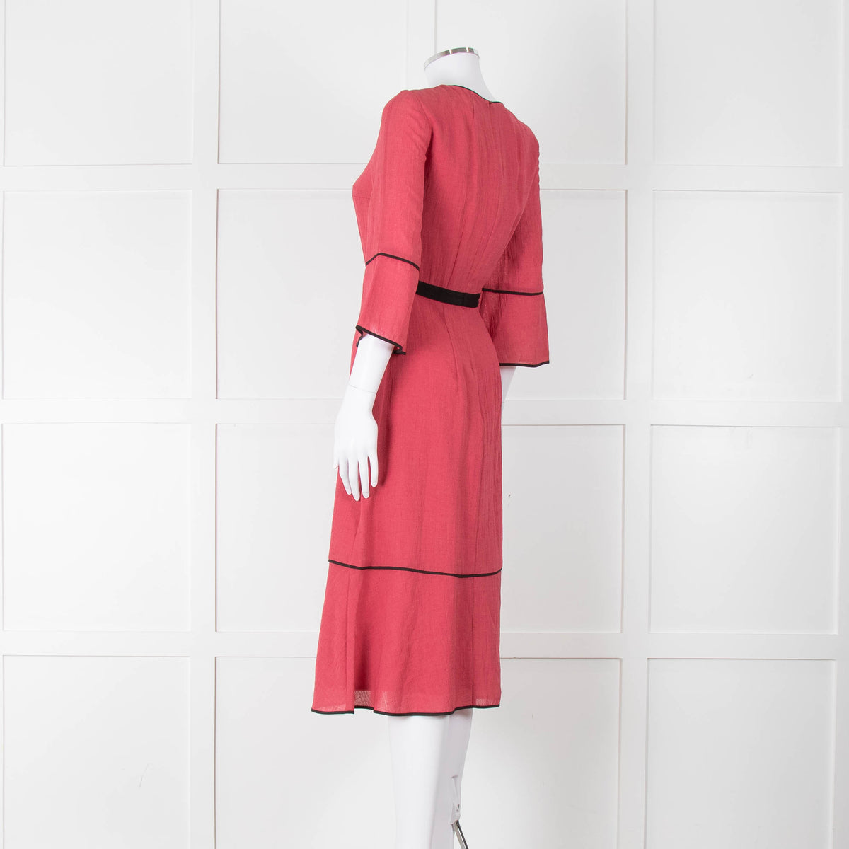 Cefinn Salmon Pink Black Trim Midi Dress