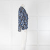 Rixo Sheer Blue Patterned Tie Neck Blouse