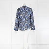 Rixo Sheer Blue Patterned Tie Neck Blouse
