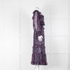 Misa Black Purple Floral Frill Trim Maxi Dress