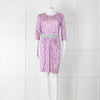 Saloni Cream Lilac Turquoise Sequin Waist Detail Silk Jersey Dress