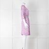 Saloni Cream Lilac Turquoise Sequin Waist Detail Silk Jersey Dress