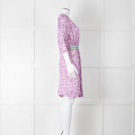 Saloni Cream Lilac Turquoise Sequin Waist Detail Silk Jersey Dress