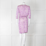 Saloni Cream Lilac Turquoise Sequin Waist Detail Silk Jersey Dress