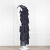 SIR Navy White Polka Dot Sleeveless Ruffled Maxi Dress
