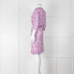 Saloni Cream Lilac Turquoise Sequin Waist Detail Silk Jersey Dress