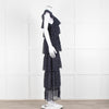 SIR Navy White Polka Dot Sleeveless Ruffled Maxi Dress