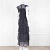 SIR Navy White Polka Dot Sleeveless Ruffled Maxi Dress