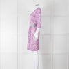 Saloni Cream Lilac Turquoise Sequin Waist Detail Silk Jersey Dress