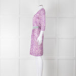 Saloni Cream Lilac Turquoise Sequin Waist Detail Silk Jersey Dress