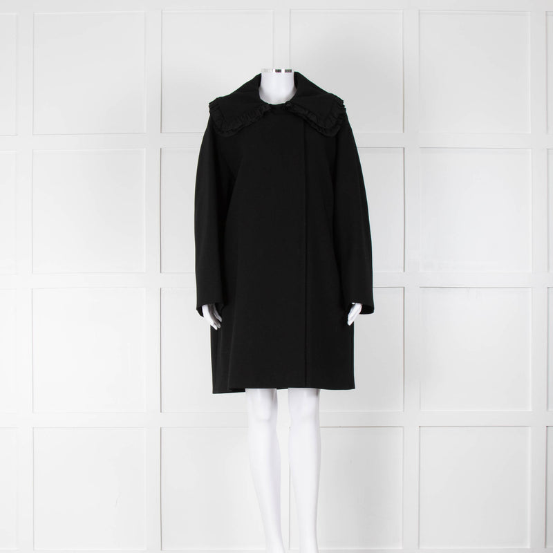 Moschino Black Wool Wide Frill Collar Coat