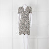 Sessun Cream Dark Green Pink Pattern Knee Length Dress