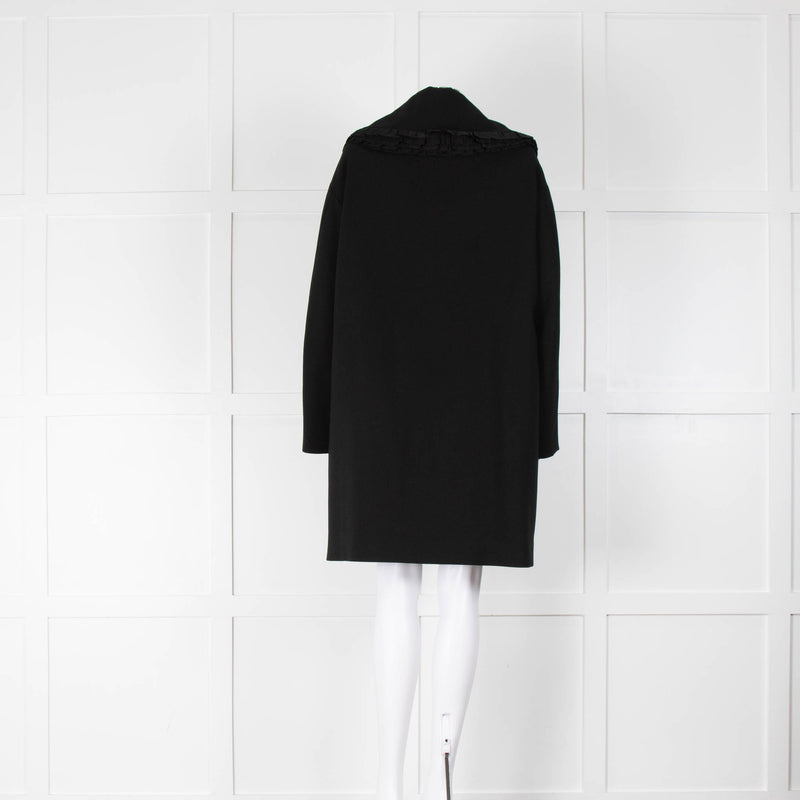 Moschino Black Wool Wide Frill Collar Coat