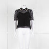 ME + EM Black Lace Bead Trim Collar Top With Vest