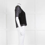 ME + EM Black Lace Bead Trim Collar Top With Vest