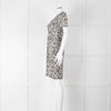 Sessun Cream Dark Green Pink Pattern Knee Length Dress