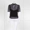 ME + EM Black Lace Bead Trim Collar Top With Vest