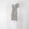 Sessun Cream Dark Green Pink Pattern Knee Length Dress