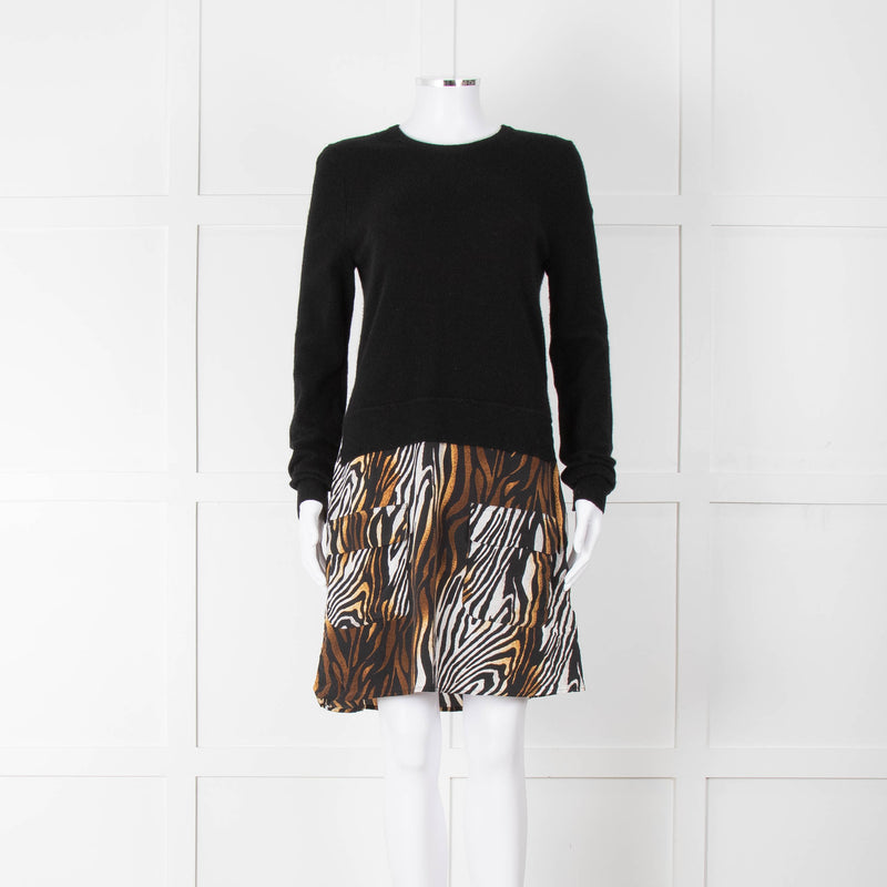 Equipment Black Animal Print Jumper Dress
