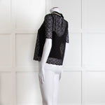 ME + EM Black Lace Bead Trim Collar Top With Vest