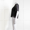ME + EM Black Lace Bead Trim Collar Top With Vest