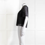 ME + EM Black Lace Bead Trim Collar Top With Vest