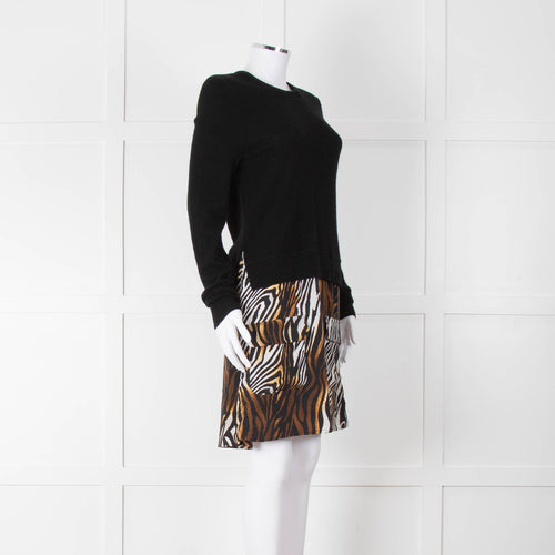Equipment Black Animal Print Jumper Dress