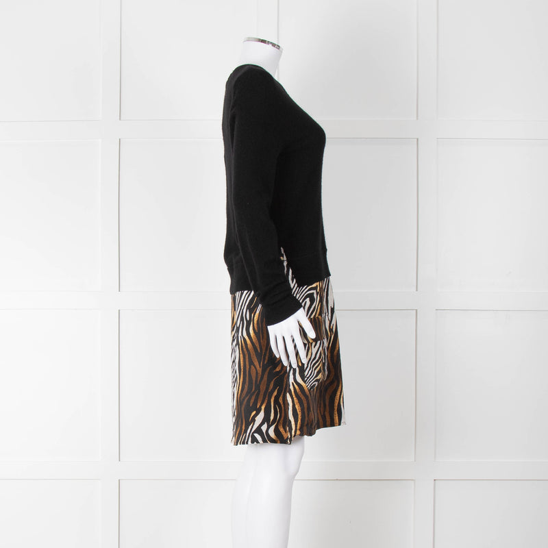 Equipment Black Animal Print Jumper Dress