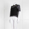 ME + EM Black Lace Bead Trim Collar Top With Vest