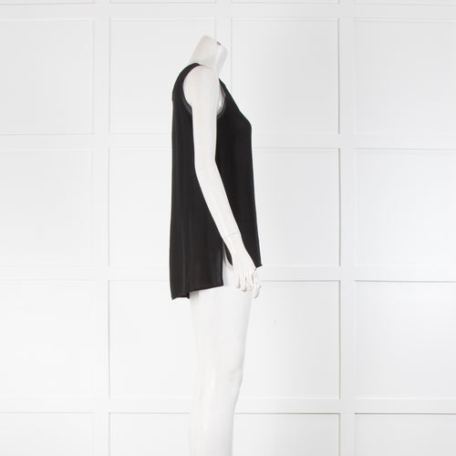 Vince Black Sleeveless Top With Knit Trim