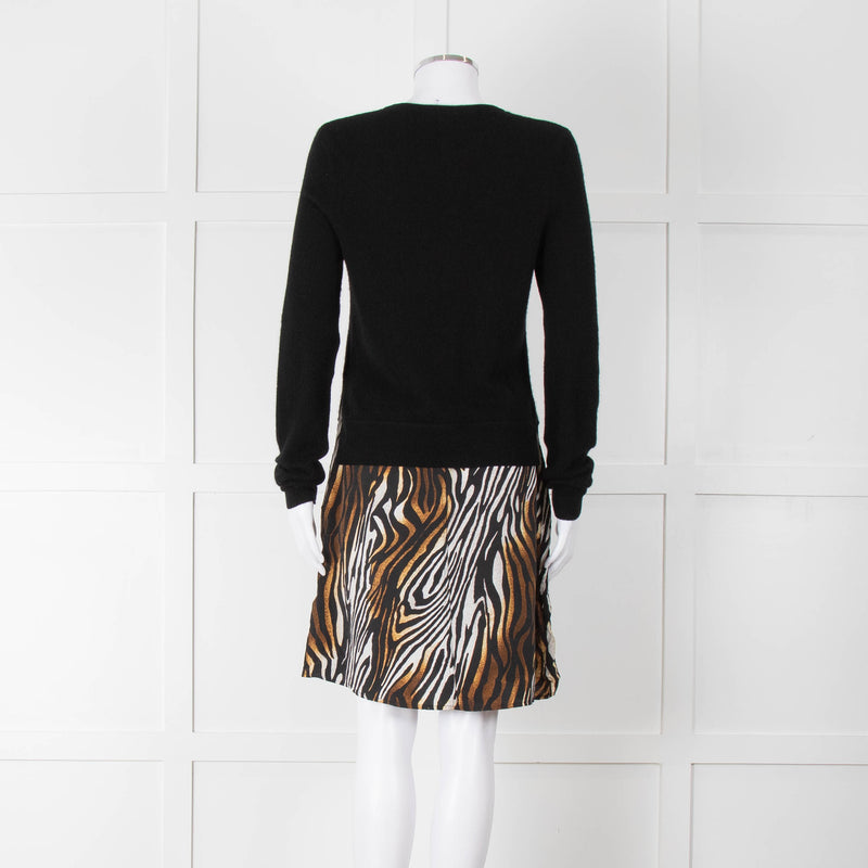 Equipment Black Animal Print Jumper Dress