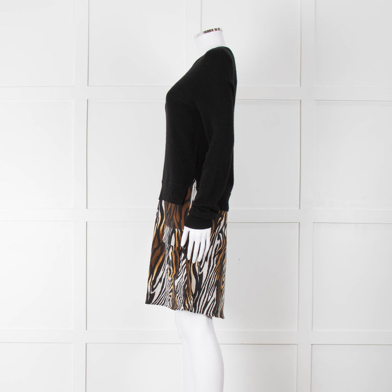 Equipment Black Animal Print Jumper Dress