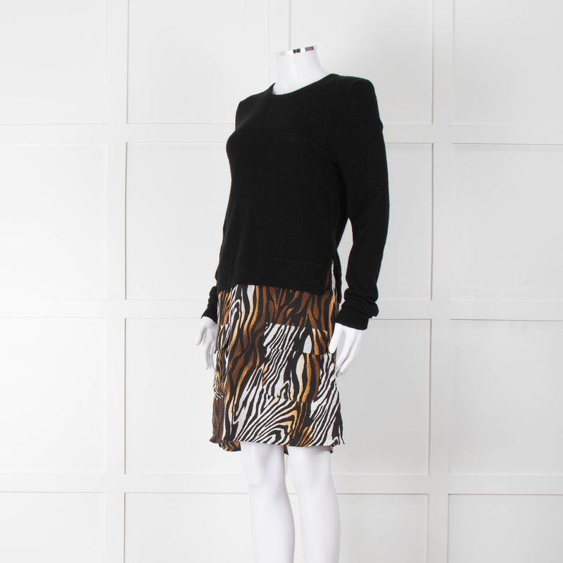 Equipment Black Animal Print Jumper Dress