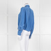 Diane Von Furstenberg Blue Silk Wrap Long Sleeve Top
