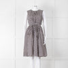 S Max Mara Light Grey Brown Diamond Print Cotton Belted Sleeveless Dress