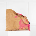 Star Mela Hessian Tote With Pink Lining And Print