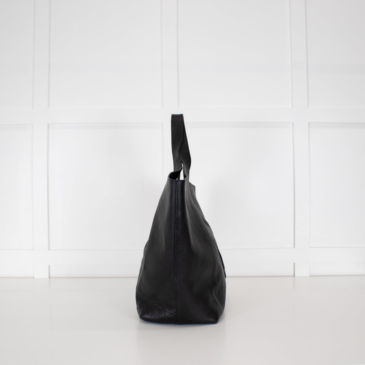Anine Bing Black Leather Logo Embossed Lili Tote Bag