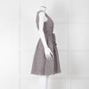 S Max Mara Light Grey Brown Diamond Print Cotton Belted Sleeveless Dress