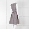 S Max Mara Light Grey Brown Diamond Print Cotton Belted Sleeveless Dress