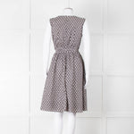 S Max Mara Light Grey Brown Diamond Print Cotton Belted Sleeveless Dress