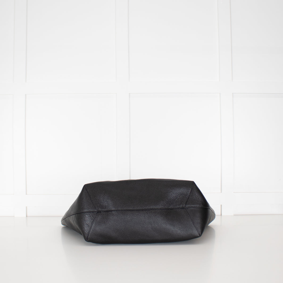 Anine Bing Black Leather Logo Embossed Lili Tote Bag