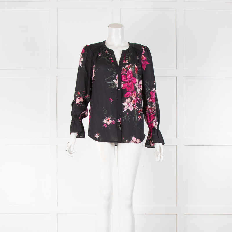 Joie Black Silk Floral Blouse
