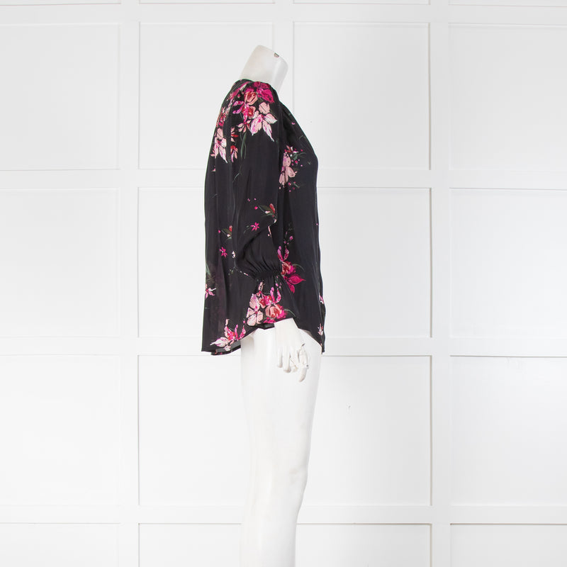 Joie Black Silk Floral Blouse