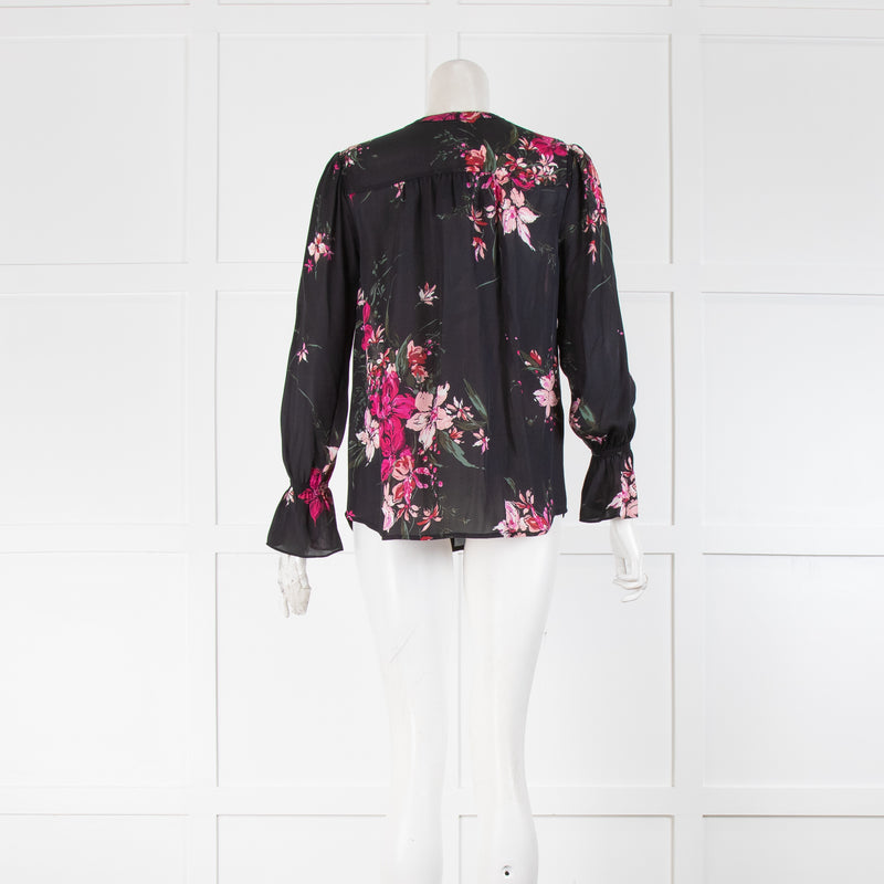Joie Black Silk Floral Blouse