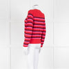 Tara Jarmon Red Pink Striped Cotton Sweater