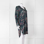 Samsoe Samsoe Green Purple Camouflage Sleeved V Neck  Dress